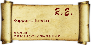 Ruppert Ervin névjegykártya